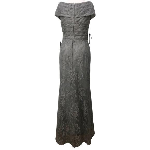 La Femme Platinum Portrait Neckline Lace Embellished Trumpet Gown 6 Style 27972 - Picture 5 of 10